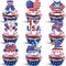 36-Piece 4th of July Cupcake Toppers - 9 Patriotic Designs Red White Blue Glitter Food Picks for Independence Day Party Decorations
